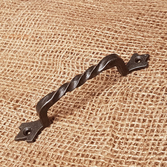 Gothic Twisted Pull Handle 6" Antique Iron